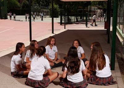 High school playground with uniform in private school in Las rozas